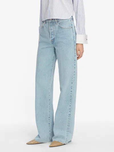 Frame The Drape High Rise Extra Wide Leg Jeans In Sweetheart In Blue