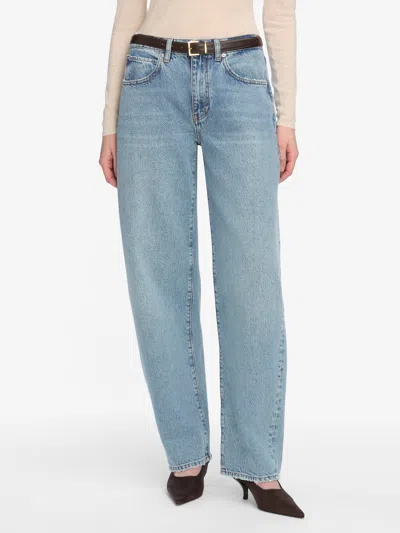 Frame Bubble Crop High Waist Wide-leg Jeans In Blue