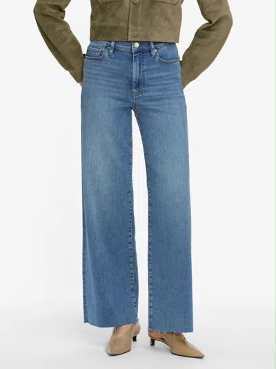 Frame Le High 'n' Tight Wide Leg Raw Cut Jeans In Blue
