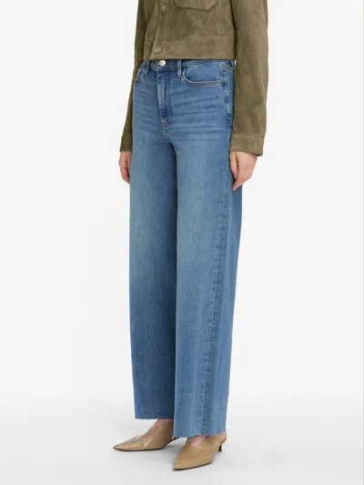 Frame Le High 'n' Tight Wide Leg Raw Cut Jeans In Blue