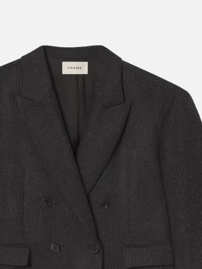 Frame Pinstripe Wool Blazer In Brown