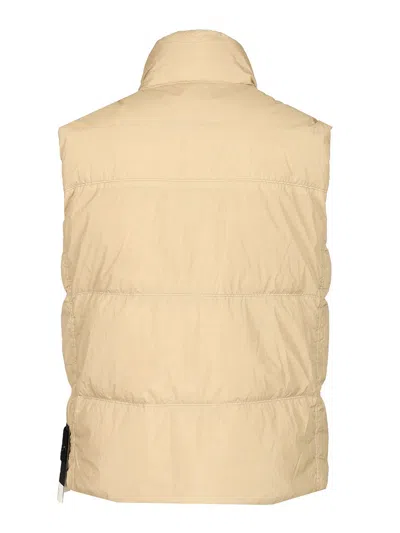 Stone Island Down Vest In Lightweight Nylon Reps Jackets Beige In Neutral