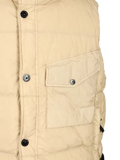 Stone Island Down Vest In Lightweight Nylon Reps Jackets Beige In Neutral