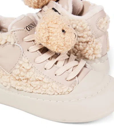 Monnalisa Embellished Sneakers In Beige