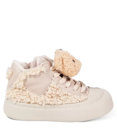 Monnalisa Embellished Sneakers In Beige