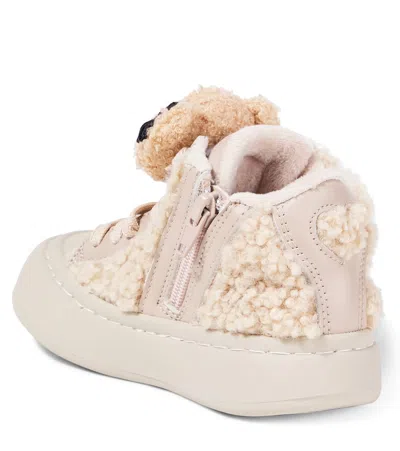 Monnalisa Embellished Sneakers In Beige