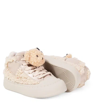 Monnalisa Embellished Sneakers In Beige