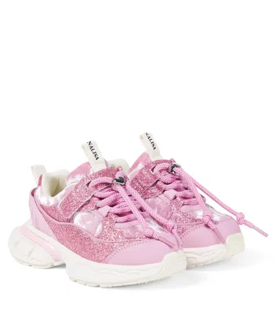 Monnalisa Embellished Sneakers In Pink