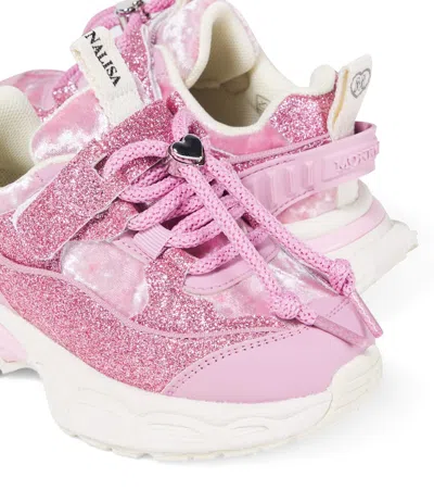 Monnalisa Embellished Sneakers In Pink