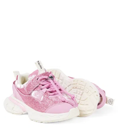 Monnalisa Embellished Sneakers In Pink