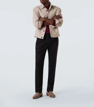 初剪羊毛法兰绒锥形裤装