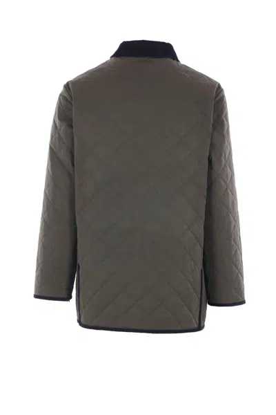 Valentino Garavani Olive Quilted Jacket With Vlogo Patch In Green