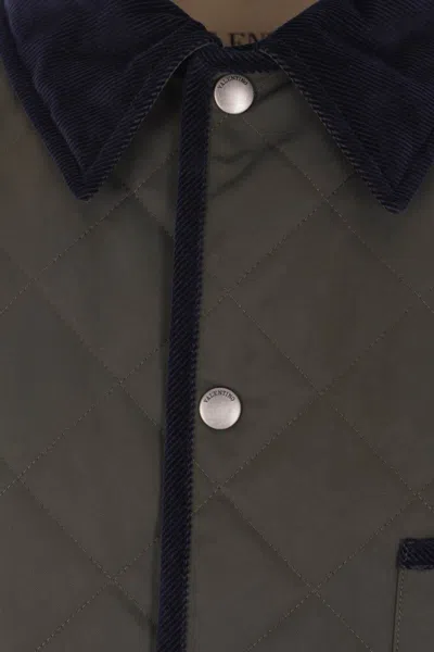 Valentino Garavani Olive Quilted Jacket With Vlogo Patch In Green