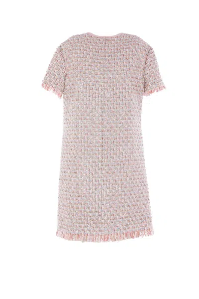 Valentino Knee Length Dress Fringe Detailing In Pink