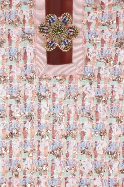 Valentino Knee Length Dress Fringe Detailing In Pink