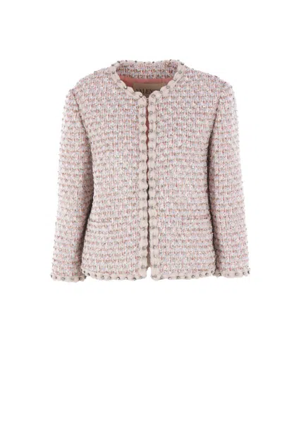 Valentino Garavani Embroidered Ribbon Tweed Jacket In Multi