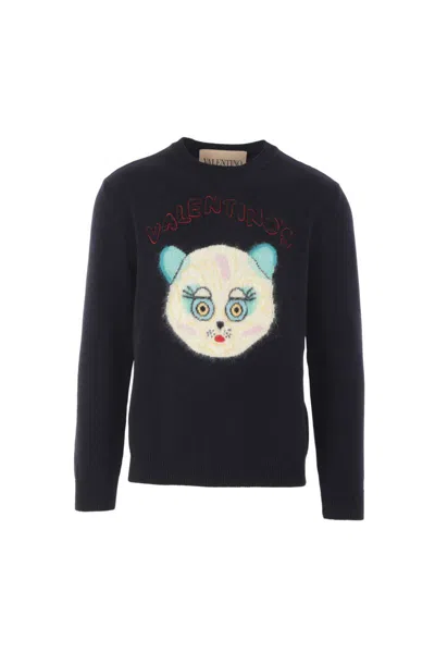 Valentino Garavani Sweater With Le Chat De La Maison Patch In Black