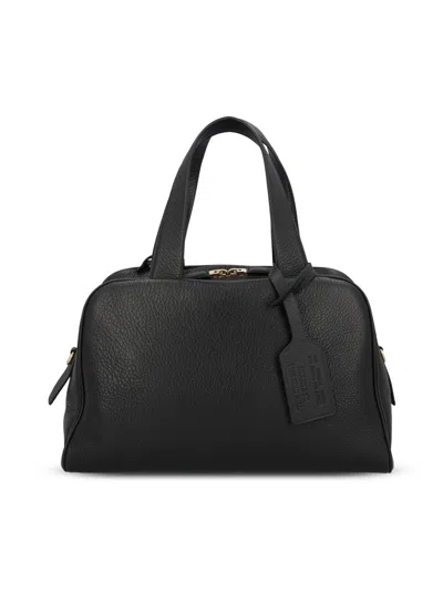 Prada Large Leather Boston Bag In Black