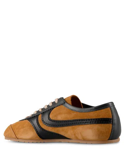 Dries Van Noten Double Lacing Suede Sneakers With Leather Inserts Shoes In Brown