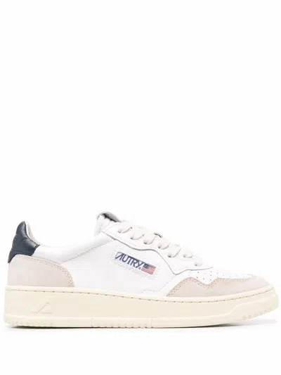 Autry Leather Sneakers With Contrast Heel Tab In Blue