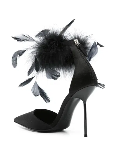 Paris Texas Lidia Satin Sandals With Feather Detail In Multi