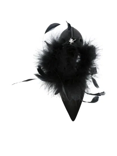 Paris Texas Lidia Satin Sandals With Feather Detail In Multi