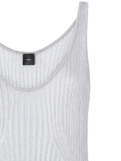Pinko Noha Viscose And Metallized Fibre Tank Top In White