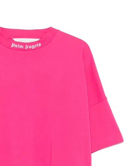Palm Angels Back Curved Logo Loose Tee Fuchsia - Sof In Pink