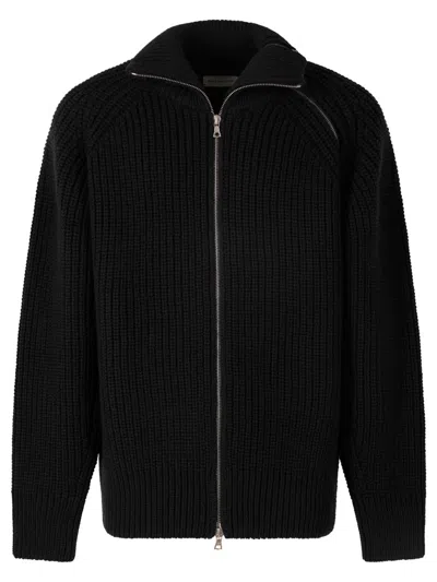 Dries Van Noten Black Wool Zip-up Cardigan In Black