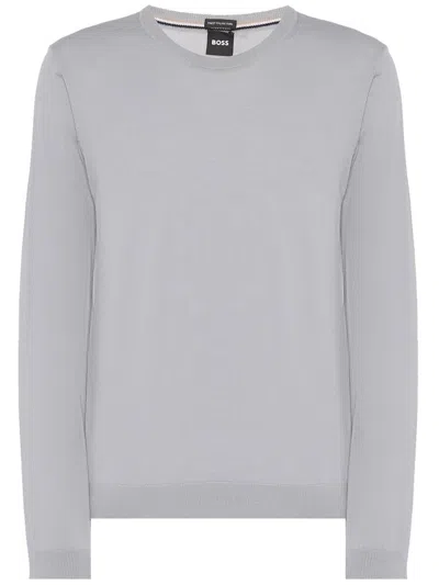 Hugo Boss Long-sleeved Sweater In Gray
