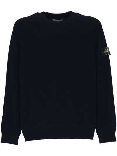 Stone Island Logo Badge Sweatshirt In Blue