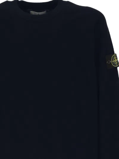 Stone Island Logo Badge Sweatshirt In Blue