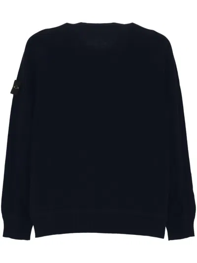 Stone Island Logo Badge Sweatshirt In Blue
