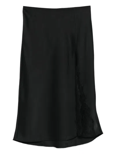 Calvin Klein Lace-insert Slip Skirt In Black