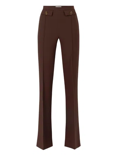 Elisabetta Franchi Flared Leg Trousers Gold-tone Buttons In Brown