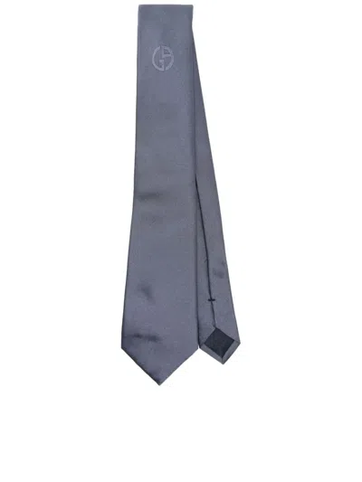 Giorgio Armani Logo-embellished Silk Tie In Green