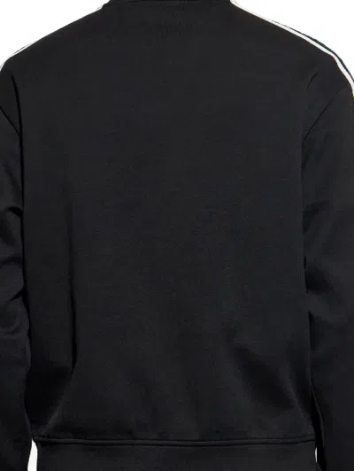 Emporio Armani Zippered High Collar Sweatshirt With Stripe Detailing In Black
