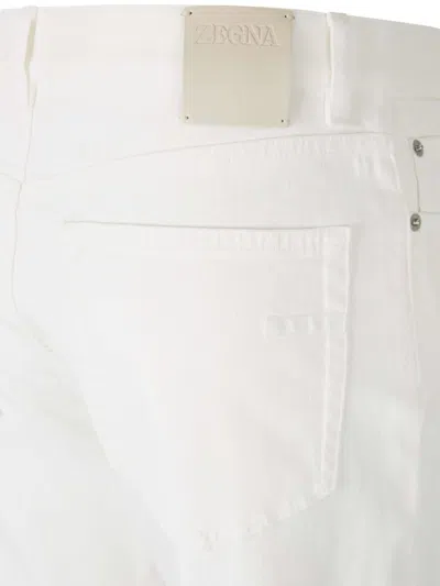 Zegna Roccia Stretch Slim Fit Jeans In White In White