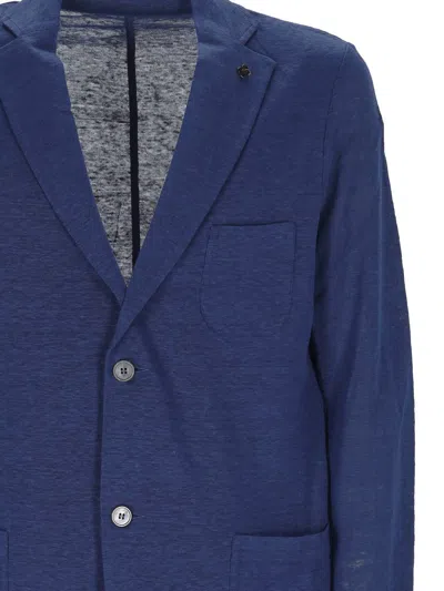 Gran Sasso Linen Single-breasted Blazer In Animal Print