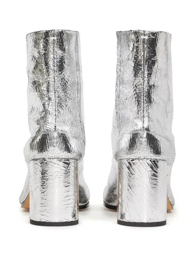 Maison Margiela Tabi 80 Mirrored Leather Ankle Boots In Silver