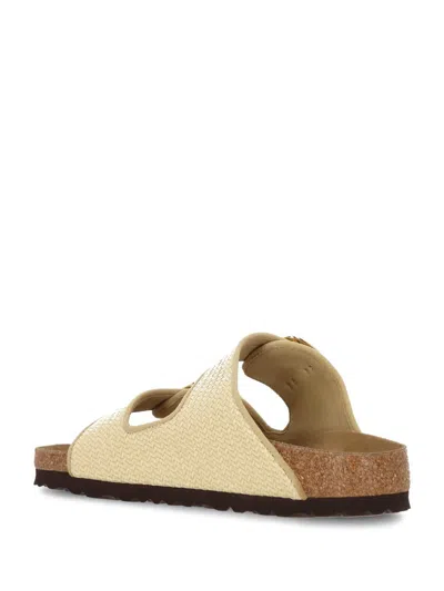 Birkenstock Arizona Hammered Big Buckle Slide Sandal In Beige