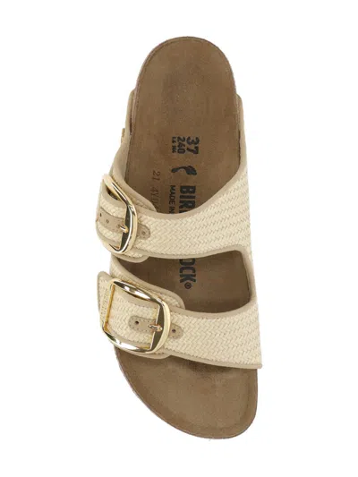 Birkenstock Arizona Hammered Big Buckle Slide Sandal In Beige
