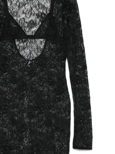 Patrizia Pepe Lace Midi Dress In Black