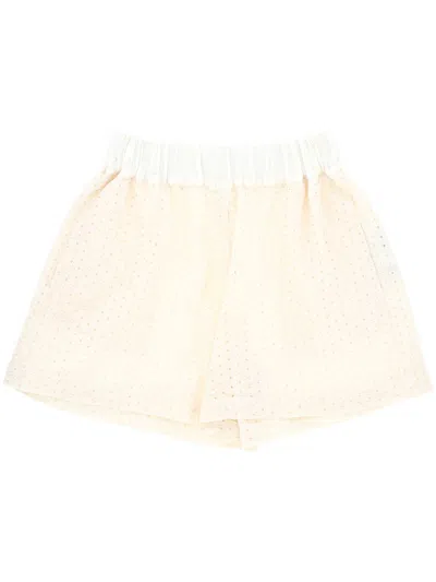 120% Lino Broderie-anglaise Shorts In Neutral