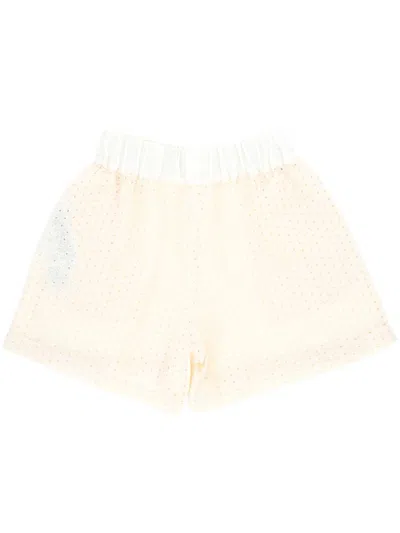 120% Lino Broderie-anglaise Shorts In Neutral
