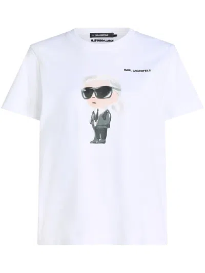 Karl Lagerfeld White Organic Cotton Logo T Shirt In White