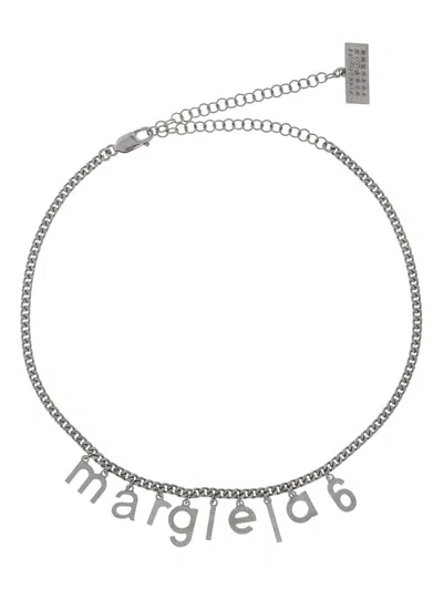 Mm6 Maison Margiela Pendant Logo Necklace In Metallic