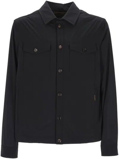 Moorer Button Front Jacket Pockets In Black