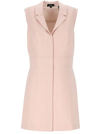 Theory Mini Dress With Spear Lapels In Pink