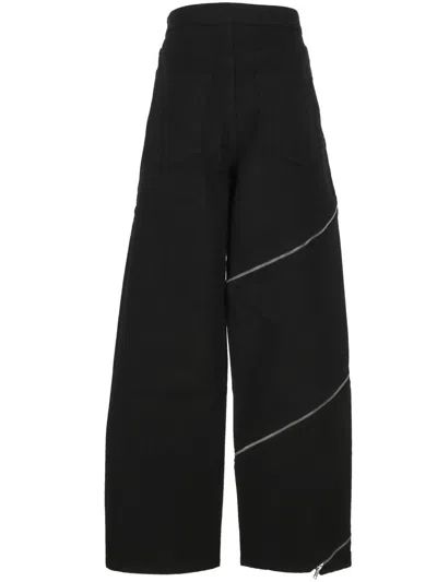 Alaïa Ribbed Knit High Neck Bodysuit With Zipper In Black